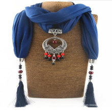 Women Rhinestone Pendant jeweled Shawl Scarf Necklace